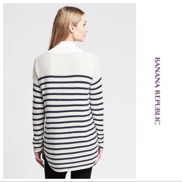 Banana Republic Black and White Merino Blend L/S Boatneck Sweater XS - Picture 11 of 13